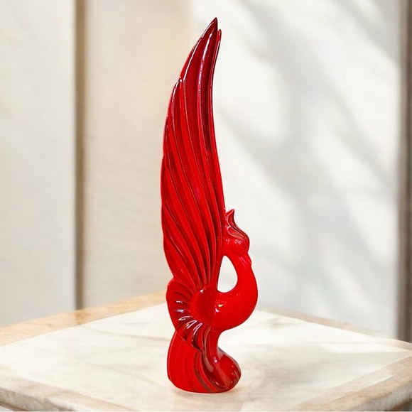 California Pottery Blackened Red Phoenix Sculpture - Picture 8 of 11